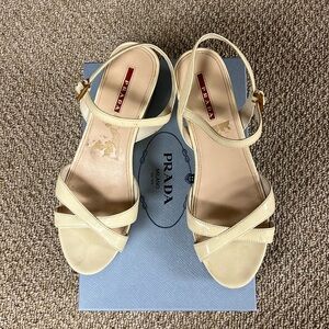Prada leather wedge sandals size 40.5